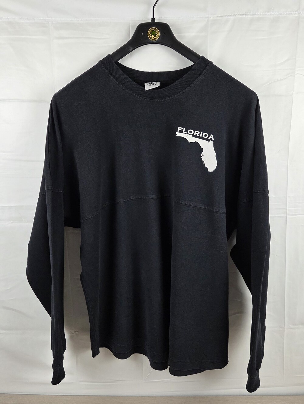 Vtg Spirit Jersey Florida 1845 Long Sleeve T Shirt Mens Large Black Cotton USA